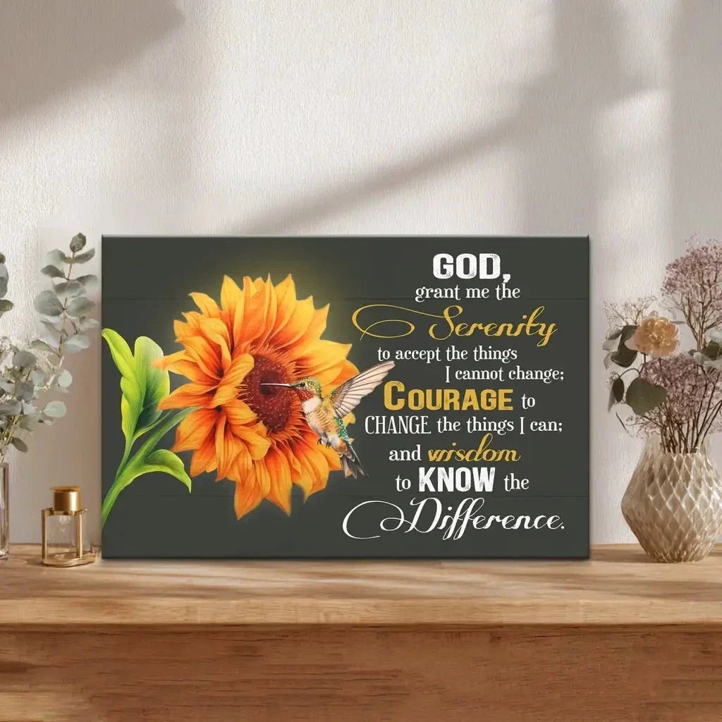 serenity prayer canvas hummingbird sunflower christian wall art (Landscape) (view 7)