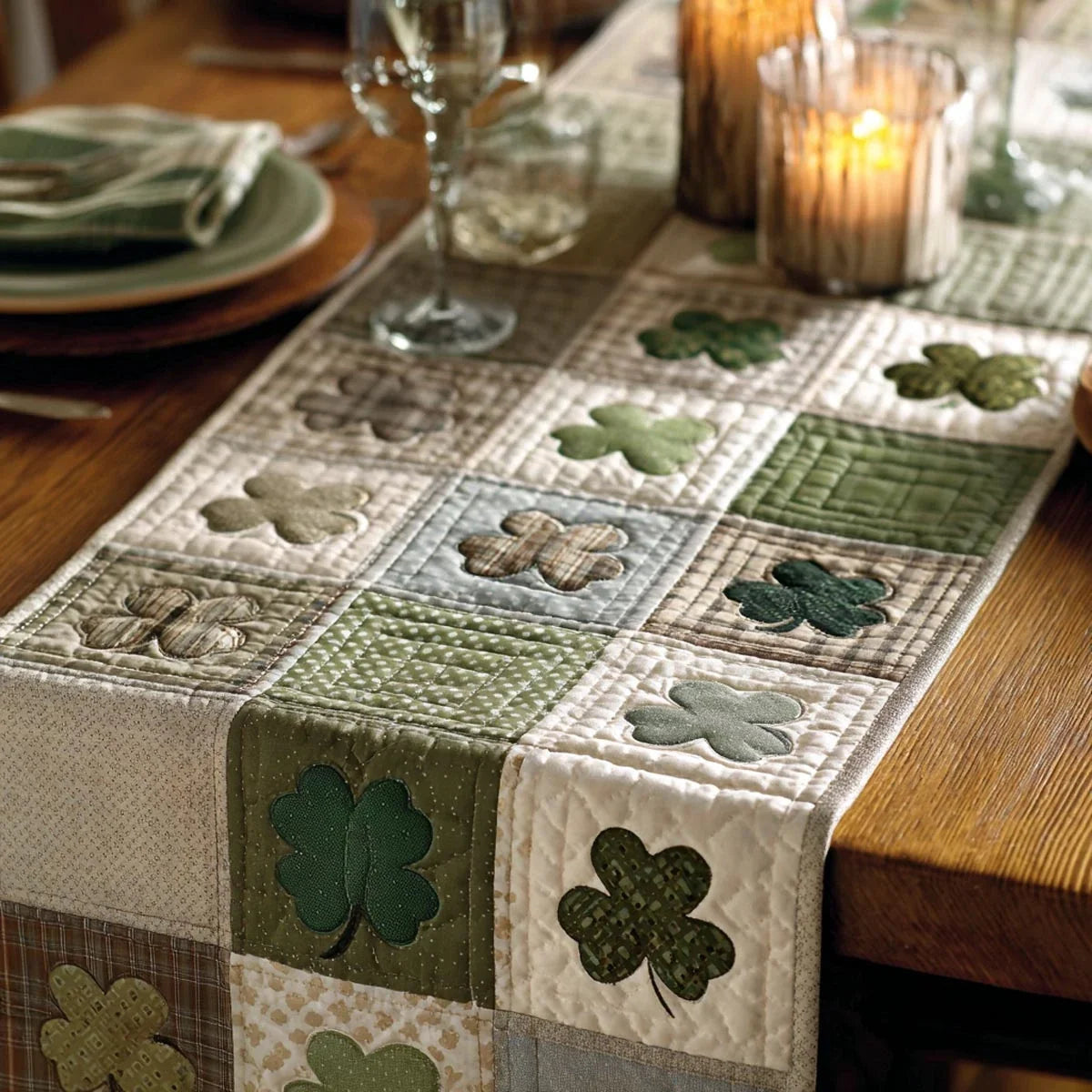 Shamrock Spirit Quilted Table Runner