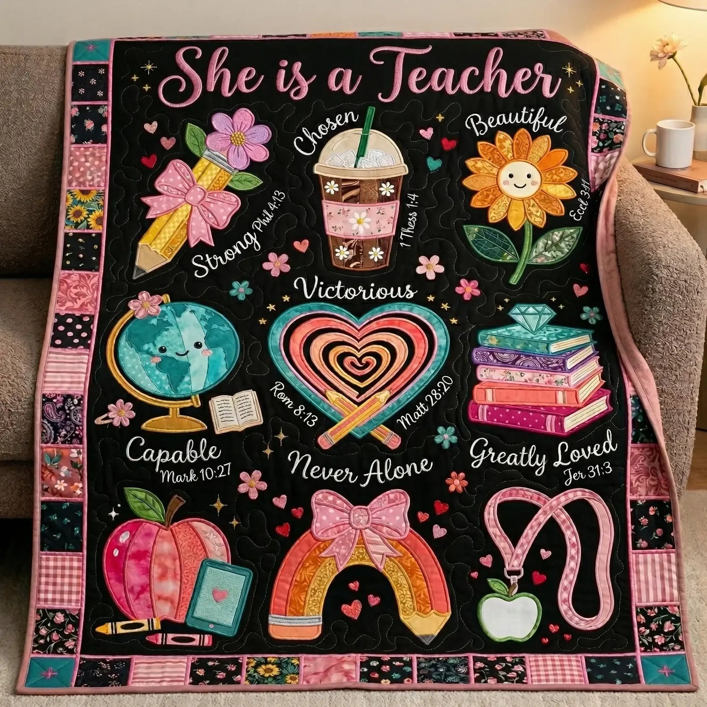 She Is A Teacher Quilt Blanket