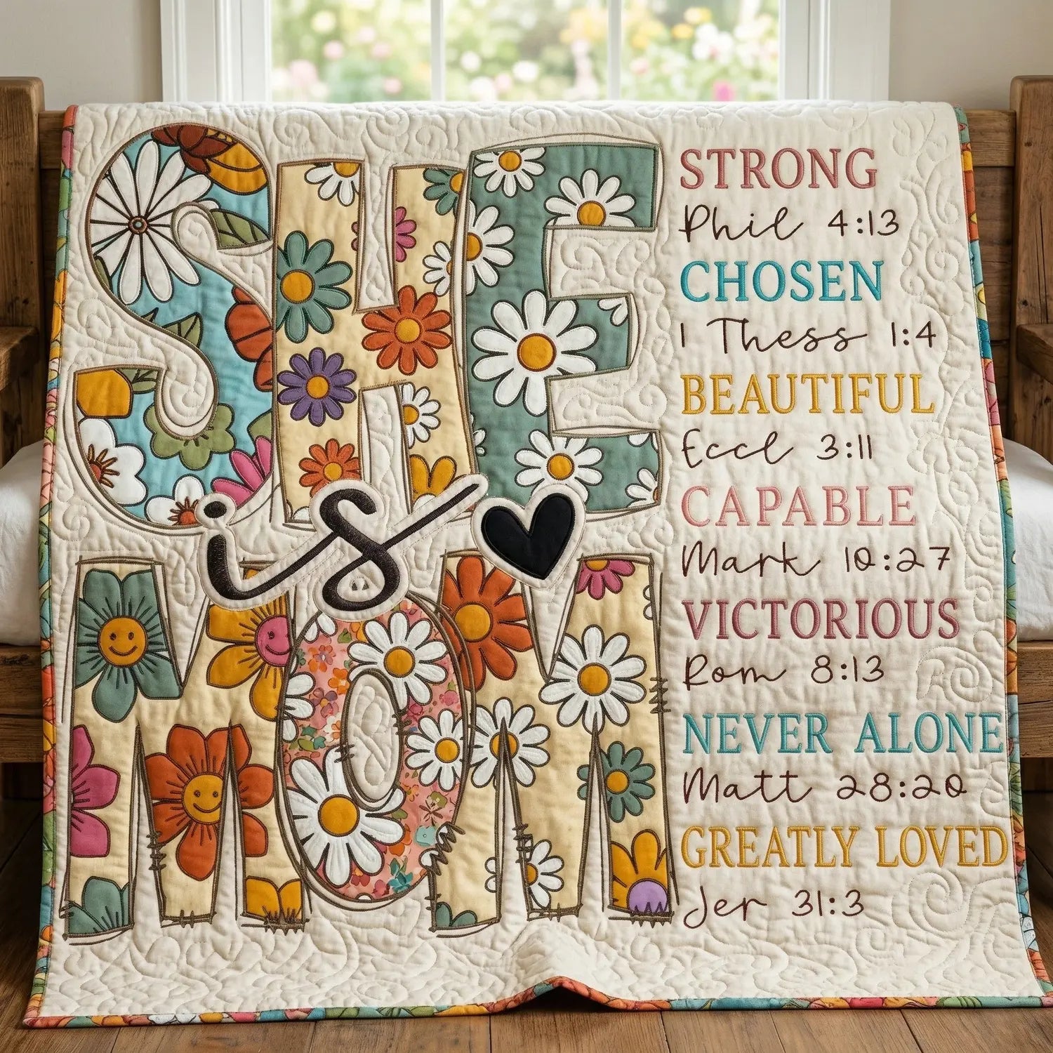 She Is Mom Quilt Blanket