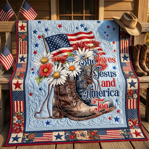 She Loves Jesus And America Quilt Blanket
