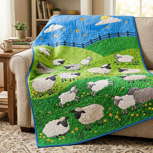 Sheep Pasture Quilt Blanket - Quilted Blanket by Wild and Way