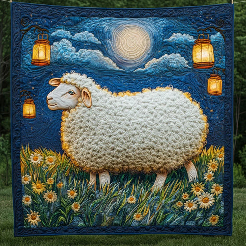 Sheep With The Lantern Quilt Blanket