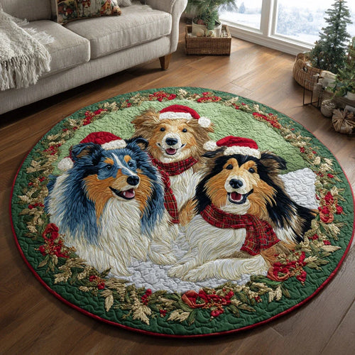 Sheltie Christmas Bliss Quilted Round Mat