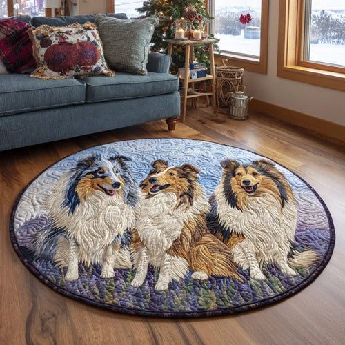 Sheltie Garden Quilted Round Mat