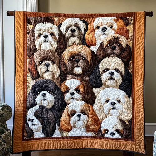 Shih Tzu Charm Quilt Blanket