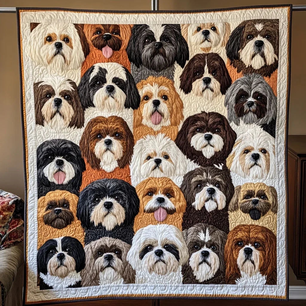 Shih Tzu Parade Quilt Blanket