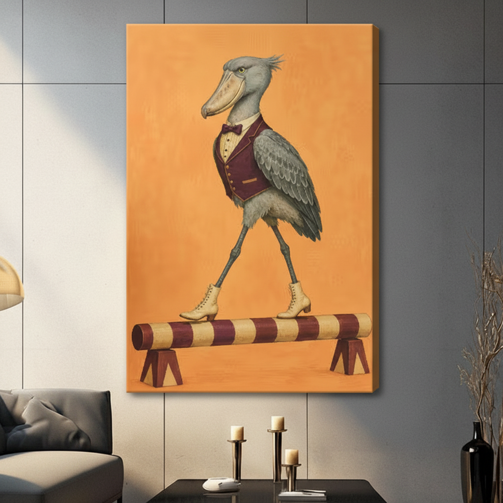 Vintage Circus Shoebill Bird Dapper Canvas Art