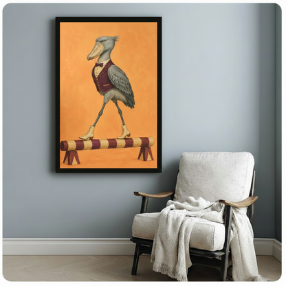 Vintage Circus Shoebill Bird Dapper Canvas Art