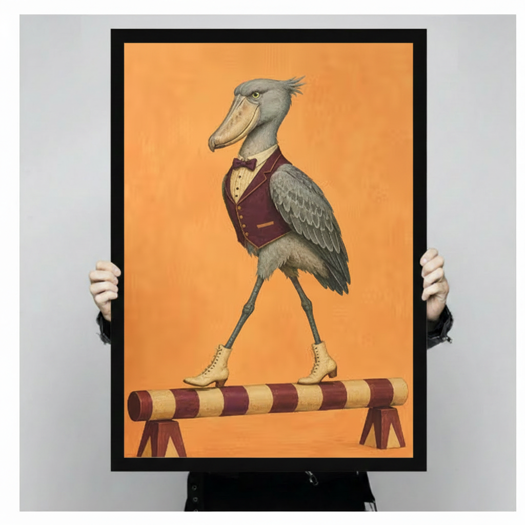 Vintage Circus Shoebill Bird Dapper Canvas Art