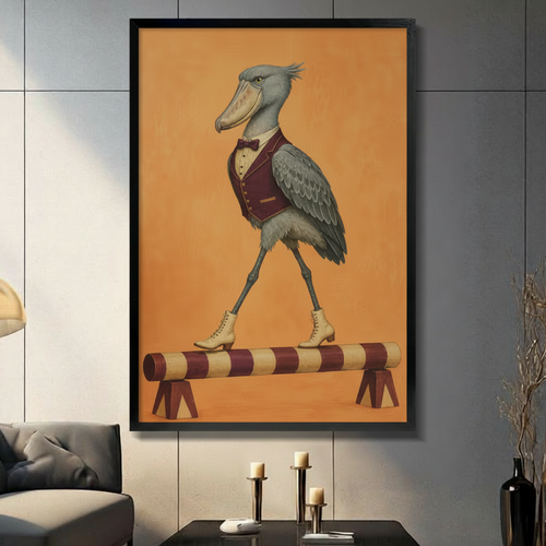 Vintage Circus Shoebill Bird Dapper Canvas Art