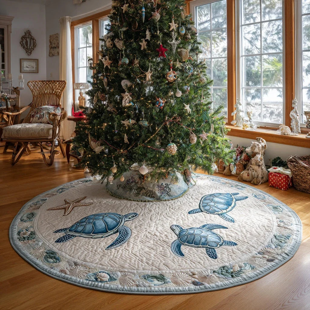 Shoreline Turtle Christmas Quilted Tree Skirt