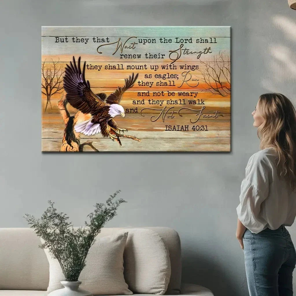 they that wait upon the lord isaiah 40 31 wall art canvas print (Landscape) (view 4)