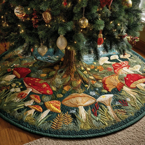 Shroom Cottage Christmas Quilted Tree Skirt
