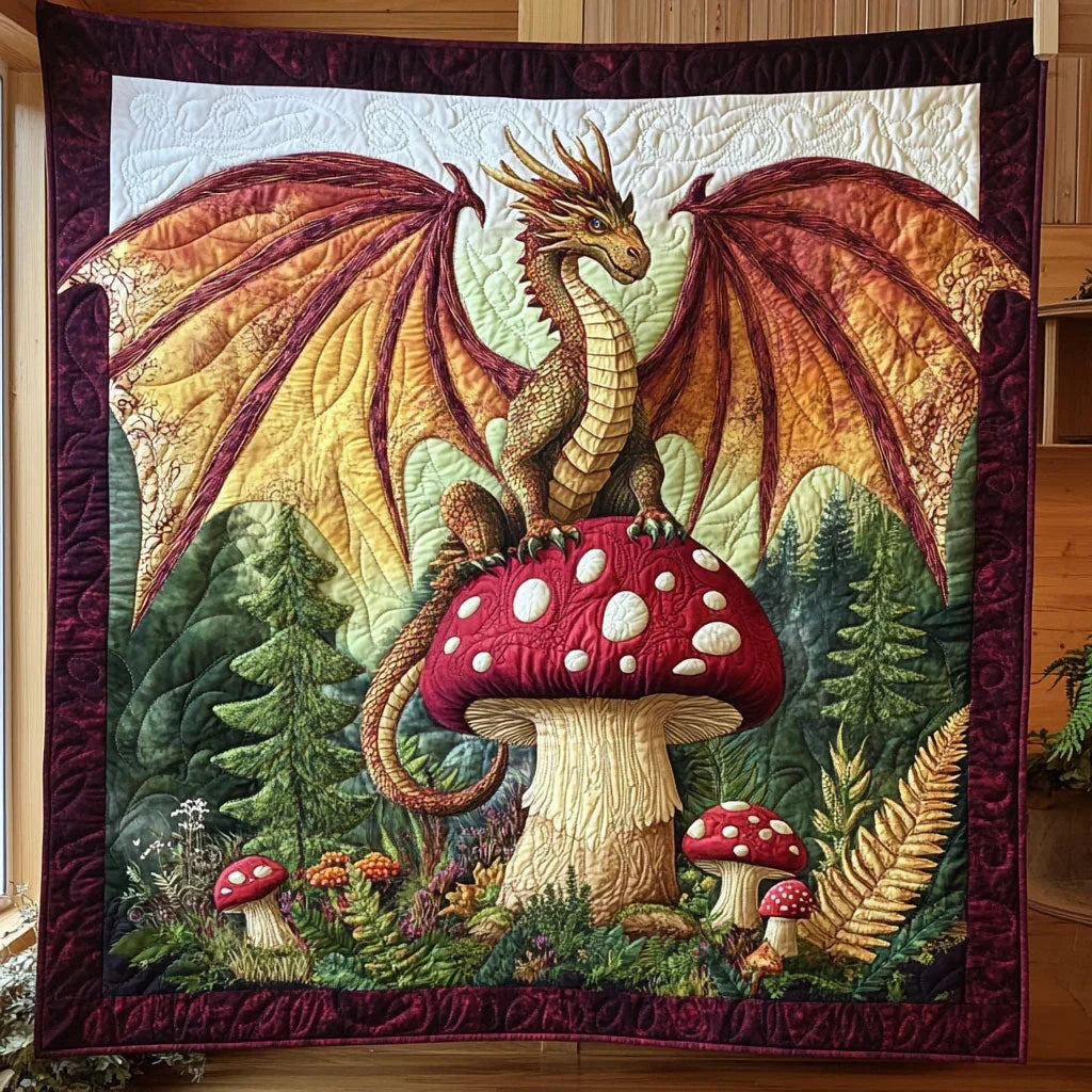 Shroom Dragon Quilt Blanket