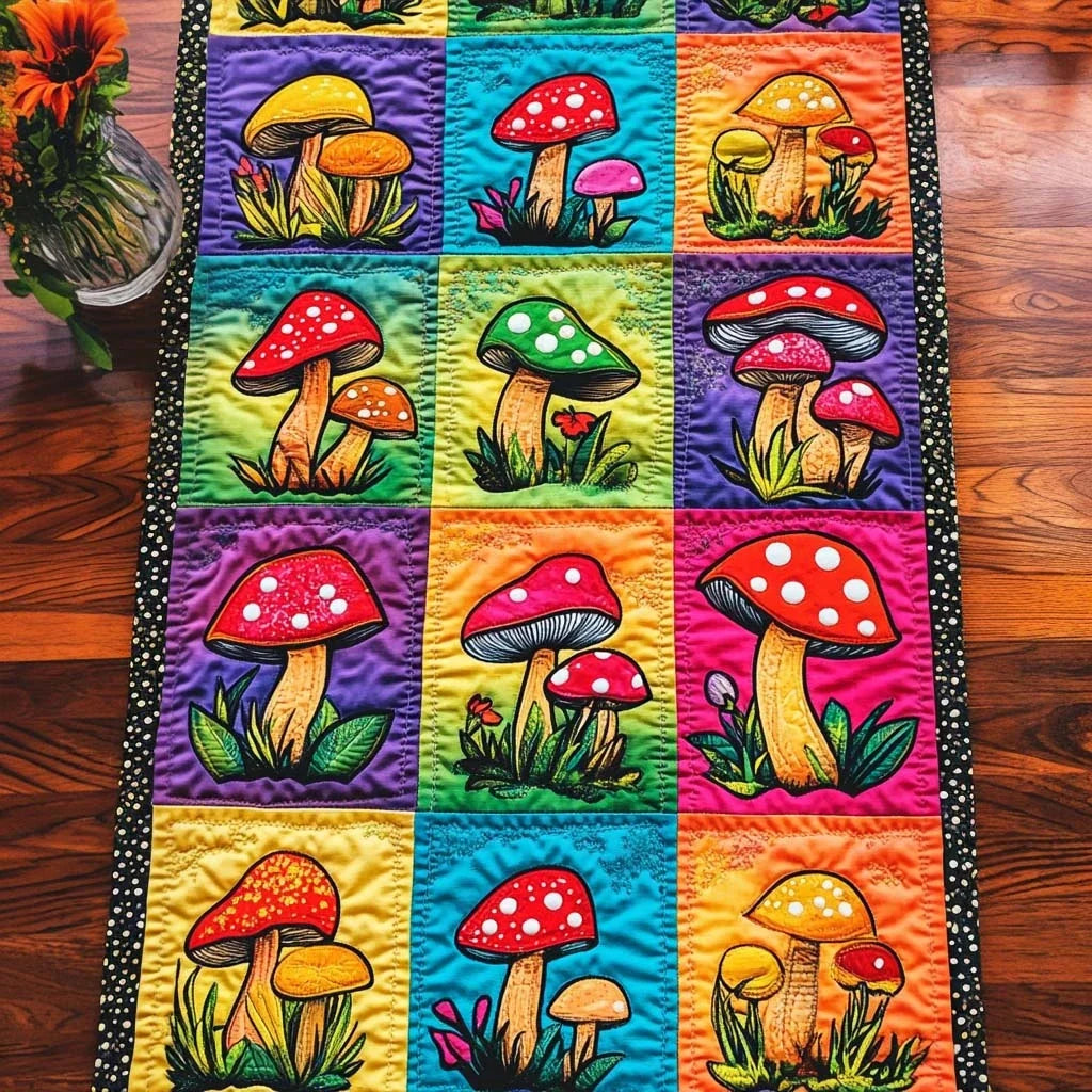 Shroomy Dreams Quilted Table Runner