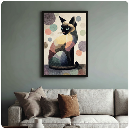 Abstract Siamese Cat Boho Canvas Wall Art