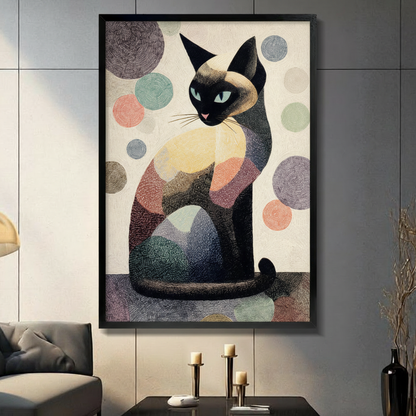 Abstract Siamese Cat Boho Canvas Wall Art