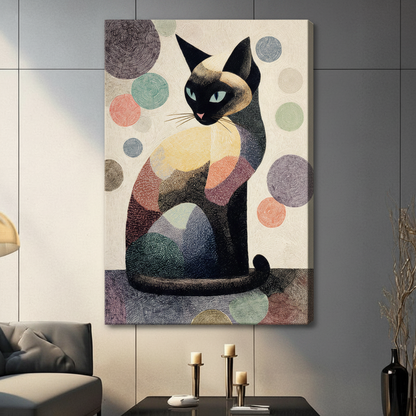 Abstract Siamese Cat Boho Canvas Wall Art