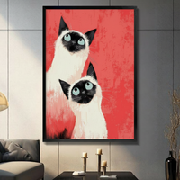 Siamese Cats Bold Red Canvas Art Wall Art