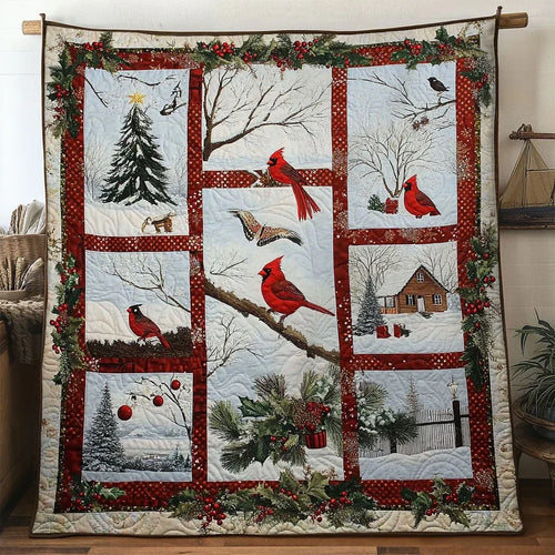 Silent Bless Cardinal Quilt Blanket