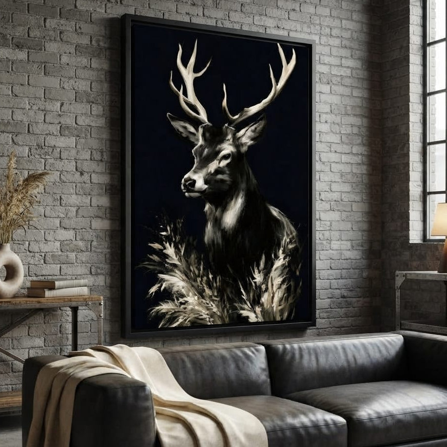 Silent Guardian of the Winter Grass Canvas Wall Art