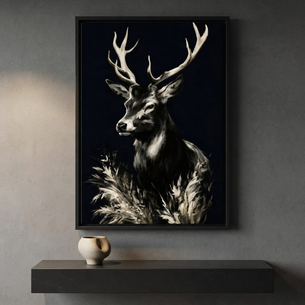 Silent Guardian of the Winter Grass Canvas Wall Art