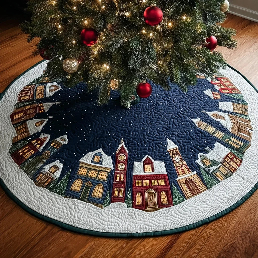 Silent Light Christmas Quilted Tree Skirt