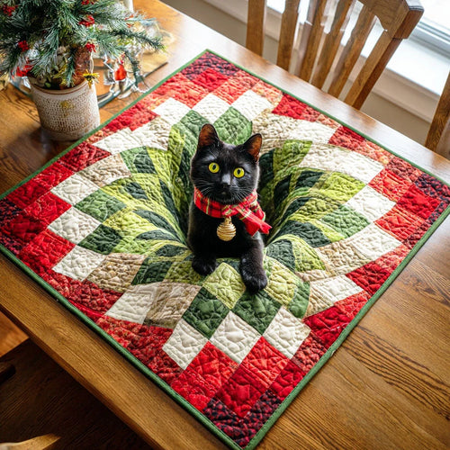 Silent Meow Quilted Table Topper