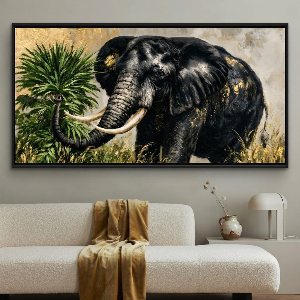 Silent Monarch of the Gilded Savanna Canvas Wall Art