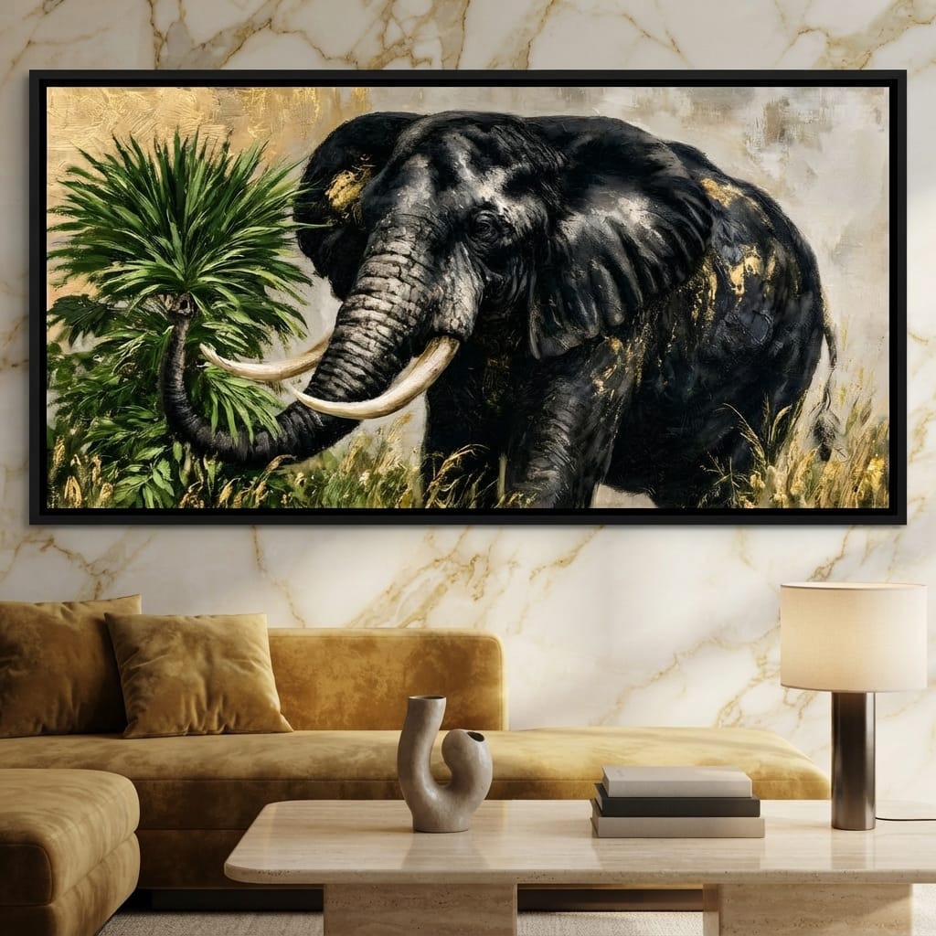 Silent Monarch of the Gilded Savanna Canvas Wall Art