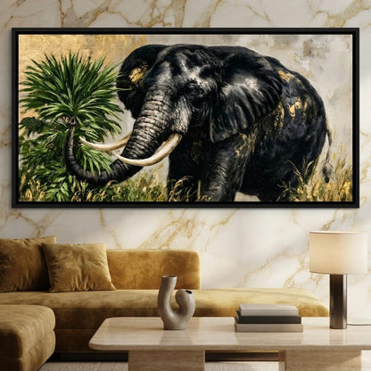 Silent Monarch of the Gilded Savanna Canvas Wall Art
