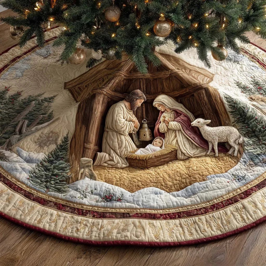 Silent Nativity Quilted Tree Skirt