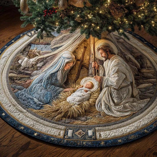 Silent Night Blessing Quilted Tree Skirt