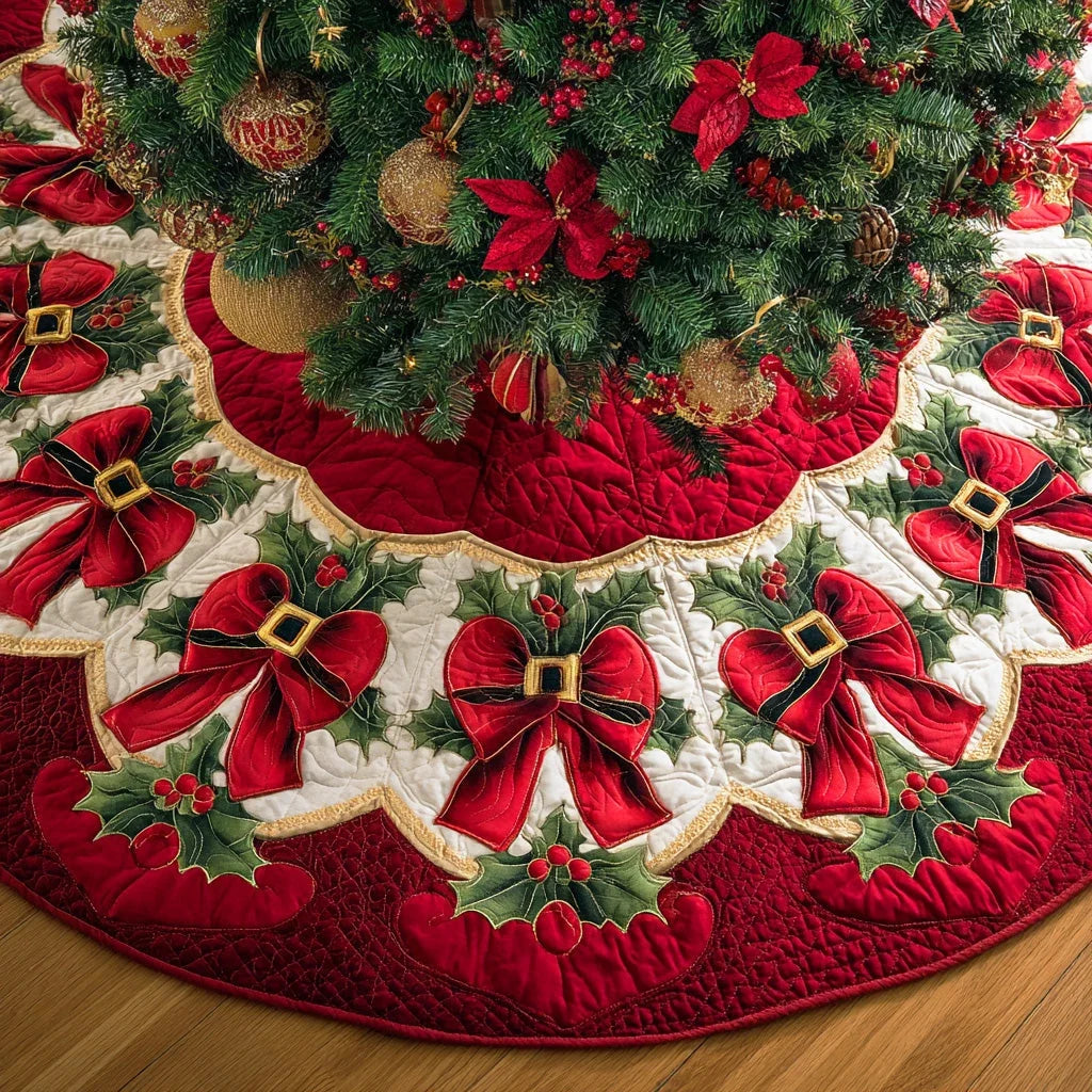 Silent Night Spark Christmas Quilted Tree Skirt