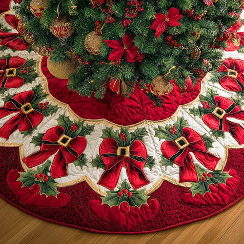 Silent Night Spark Christmas Quilted Tree Skirt