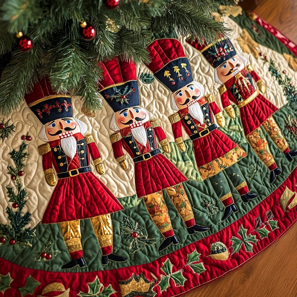 Silent Night Sparkle Christmas Quilted Tree Skirt