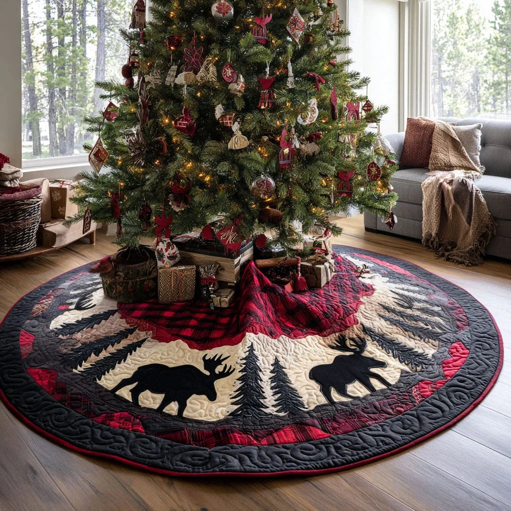 Silent Pines Christmas Quilted Tree Skirt