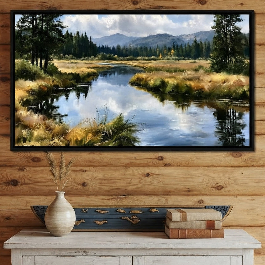 Silent Waters Reflecting Mountain Clouds Canvas Wall Art
