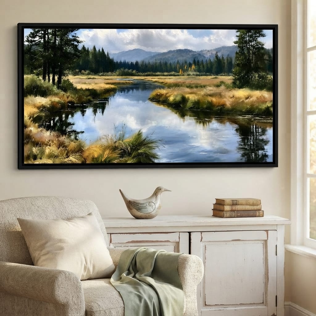 Silent Waters Reflecting Mountain Clouds Canvas Wall Art