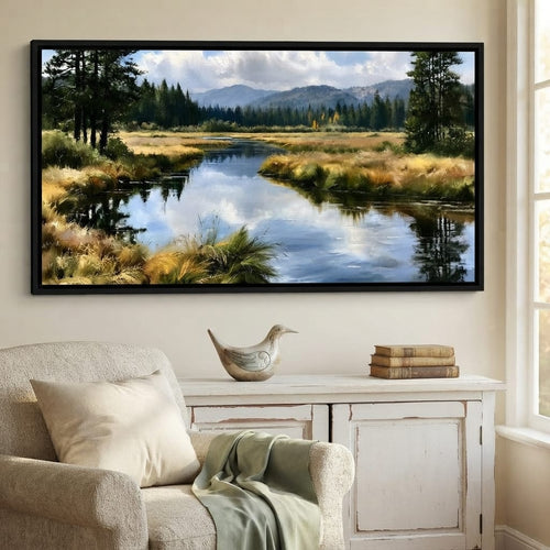 Silent Waters Reflecting Mountain Clouds Canvas Wall Art