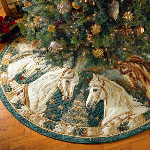 Silent Winter Gallop Christmas Quilted Tree Skirt