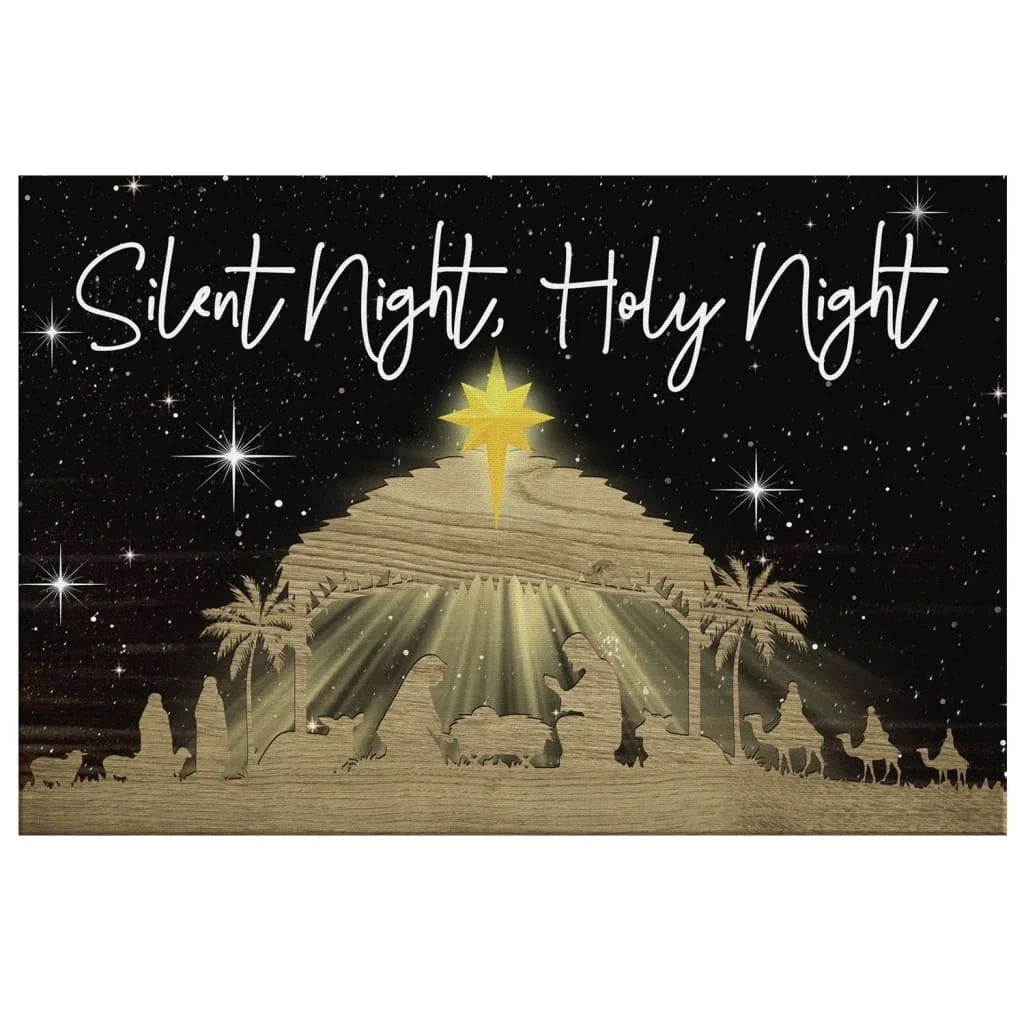 silent night holy night jesus born christmas wall art canvas christian gifts (Landscape) (view 2)