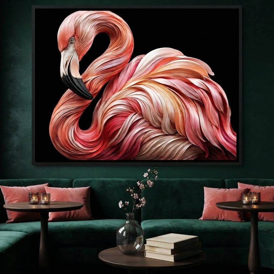 Silk Strand Flamingo Curve Canvas Wall Art