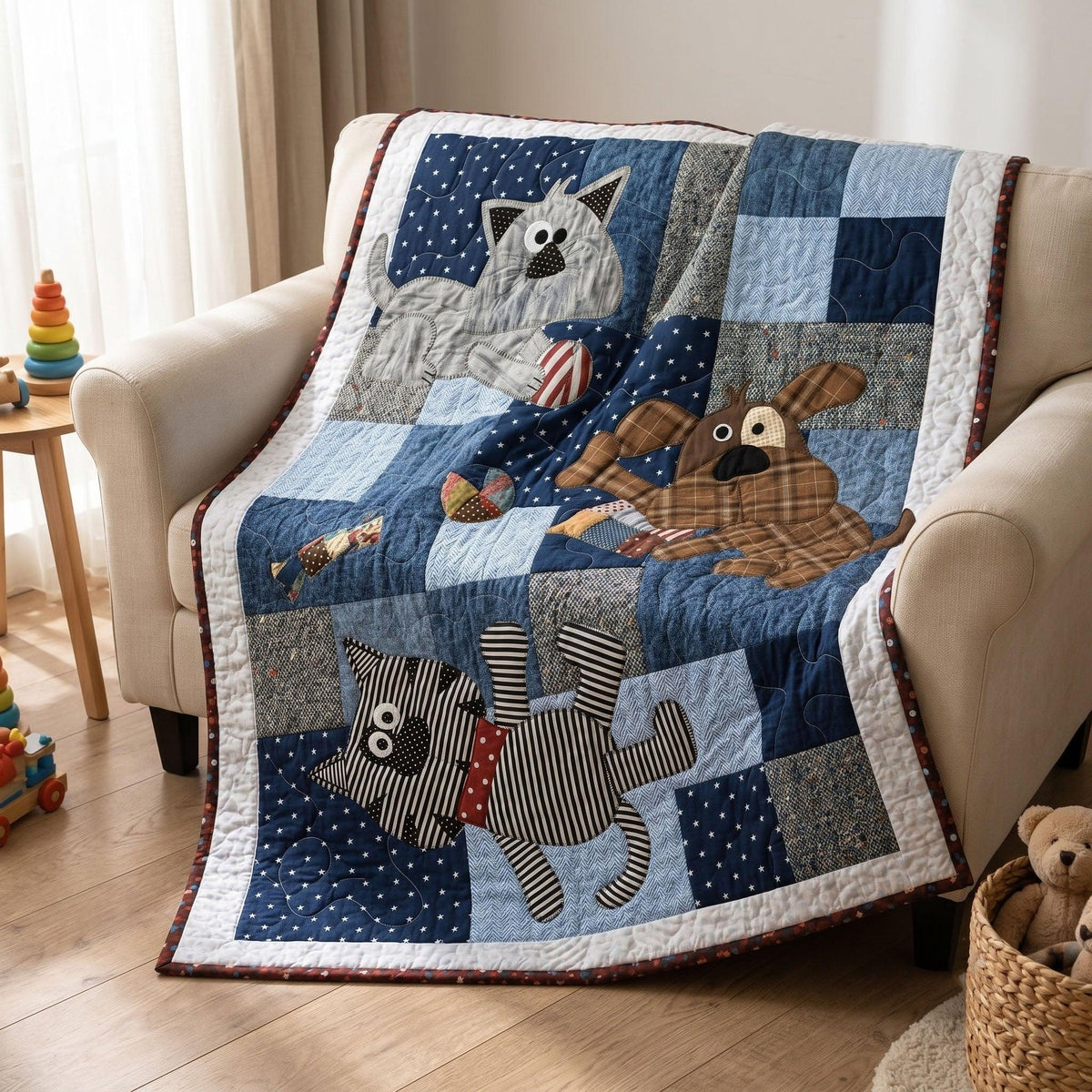 Silly Doggie Quilt Blanket - Quilted Blanket by Wild and Way