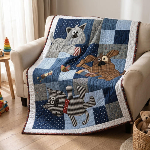 Silly Doggie Quilt Blanket - Quilted Blanket by Wild and Way