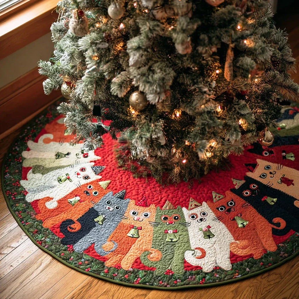 Silly Whisker Christmas Quilted Tree Skirt