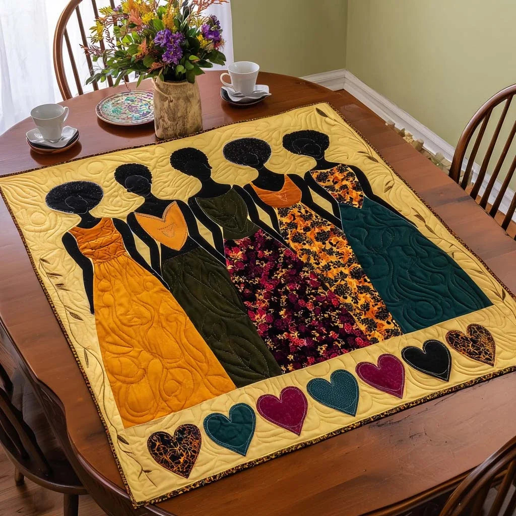 Sisterhood Hearts Quilted Table Topper