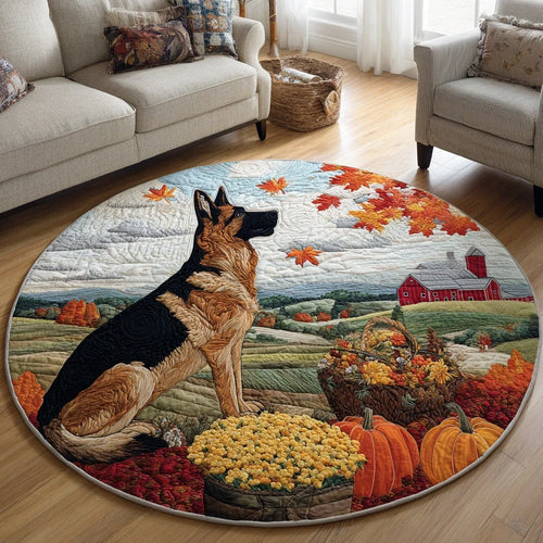 Sitting German Shepherd Quilted Round Mat