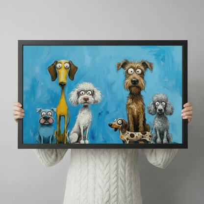 Six Silly Dogs Funny Canvas Wall Art